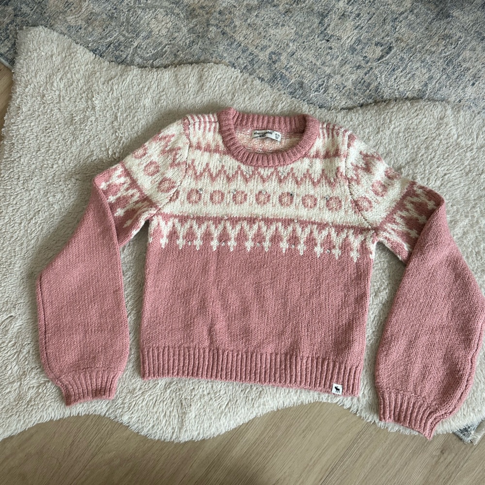 Abercrombie Pink w/ crystal embellishments Sweater - Size: 9/10 Kids - GUC